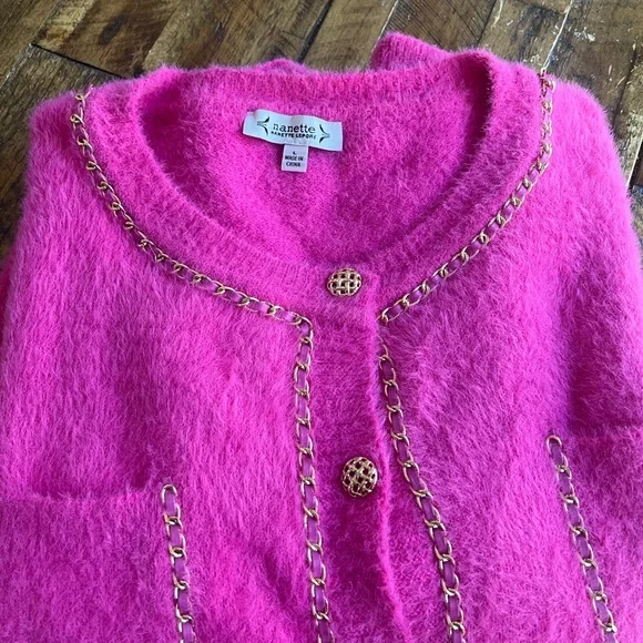 Nanette Lepore. Fuchsia cardigan  pit 21 length 23 - Picture 3 of 7
